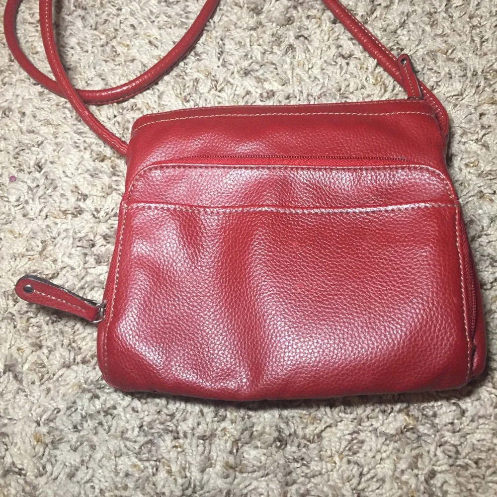 Red Leather Tignanello Crossbody Purse